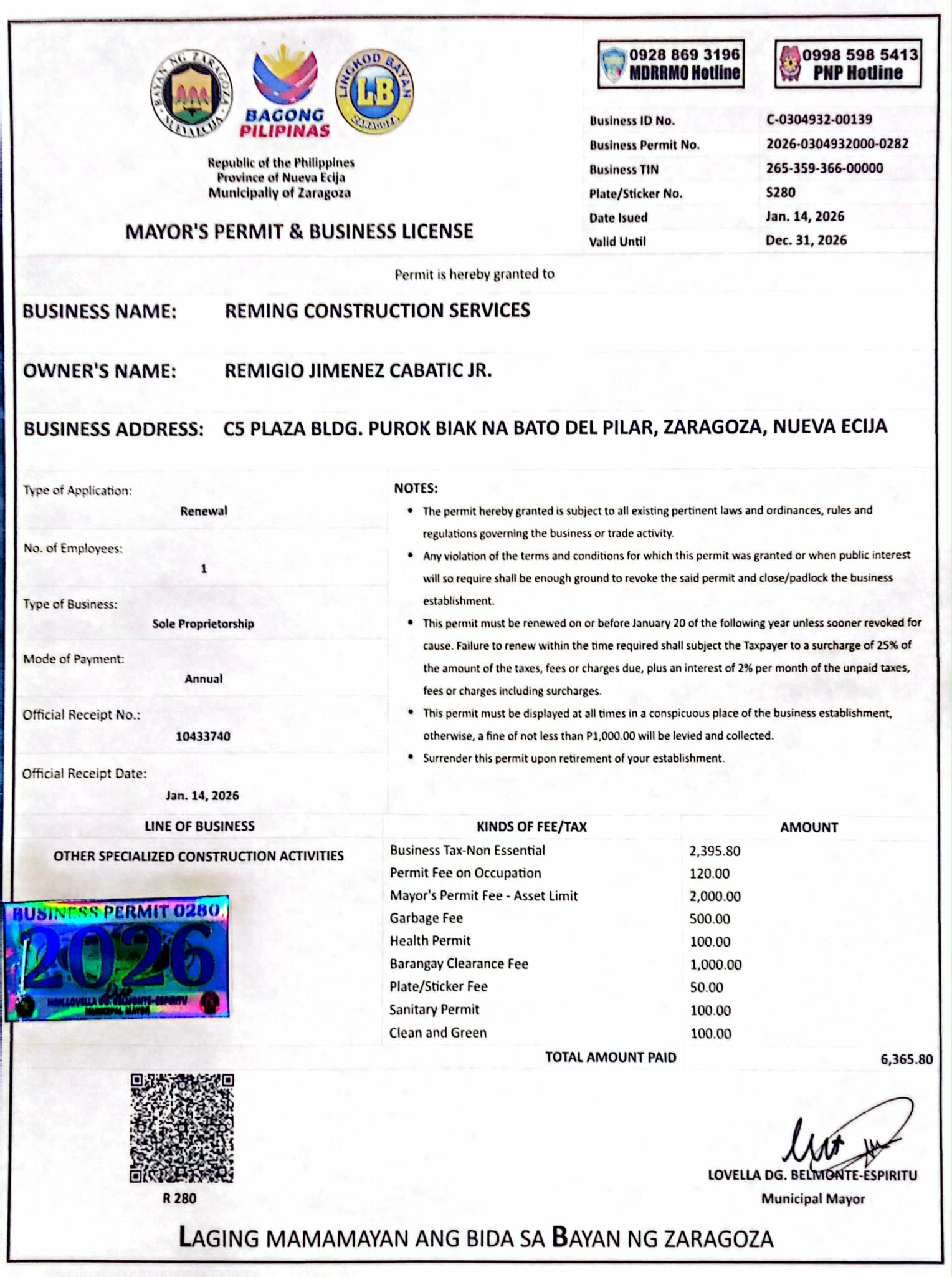 Mayor's Permit & Business License